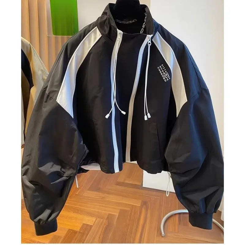 Zipper Design Niche Loose Casual Stand Collar Windbreaker Spring and Autumn Short Top