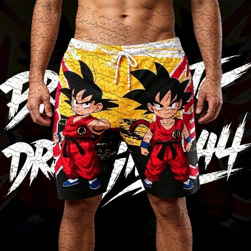 Summer Hot Sale Dragon Ball Retro Kid Goku Double Side 3D Print Sports Shorts Unisex Anime Manga Basketball Beach Board Shorts
