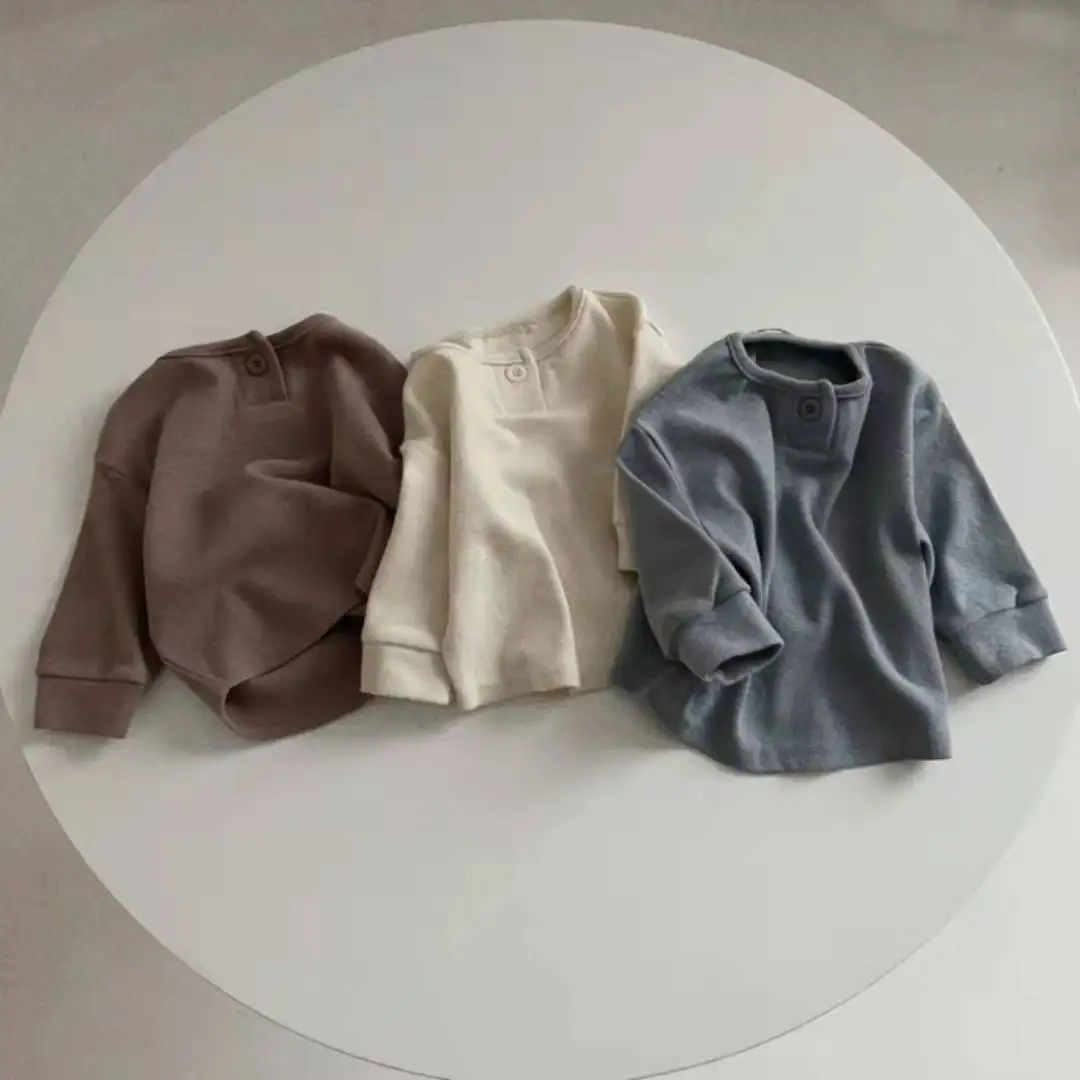 2026 Spring New Baby Long Sleeve T Shirts Boys Girls Cotton Casual Tops Toddler Solid Versatile Bottoming Shirt Kids Clothes