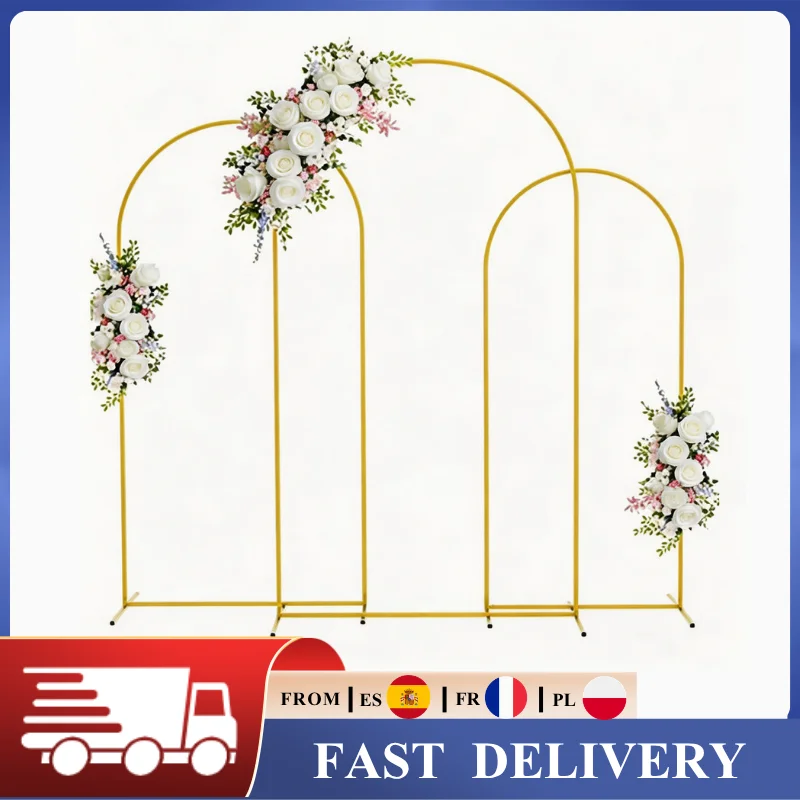 1 arche de mariage en métal doré, support pour arche de ballons, cadre de décoration de fête, support de toile de fond pour cérémonie, anniversaire, baby shower, 6FT, 6.6FT, 7.2FT