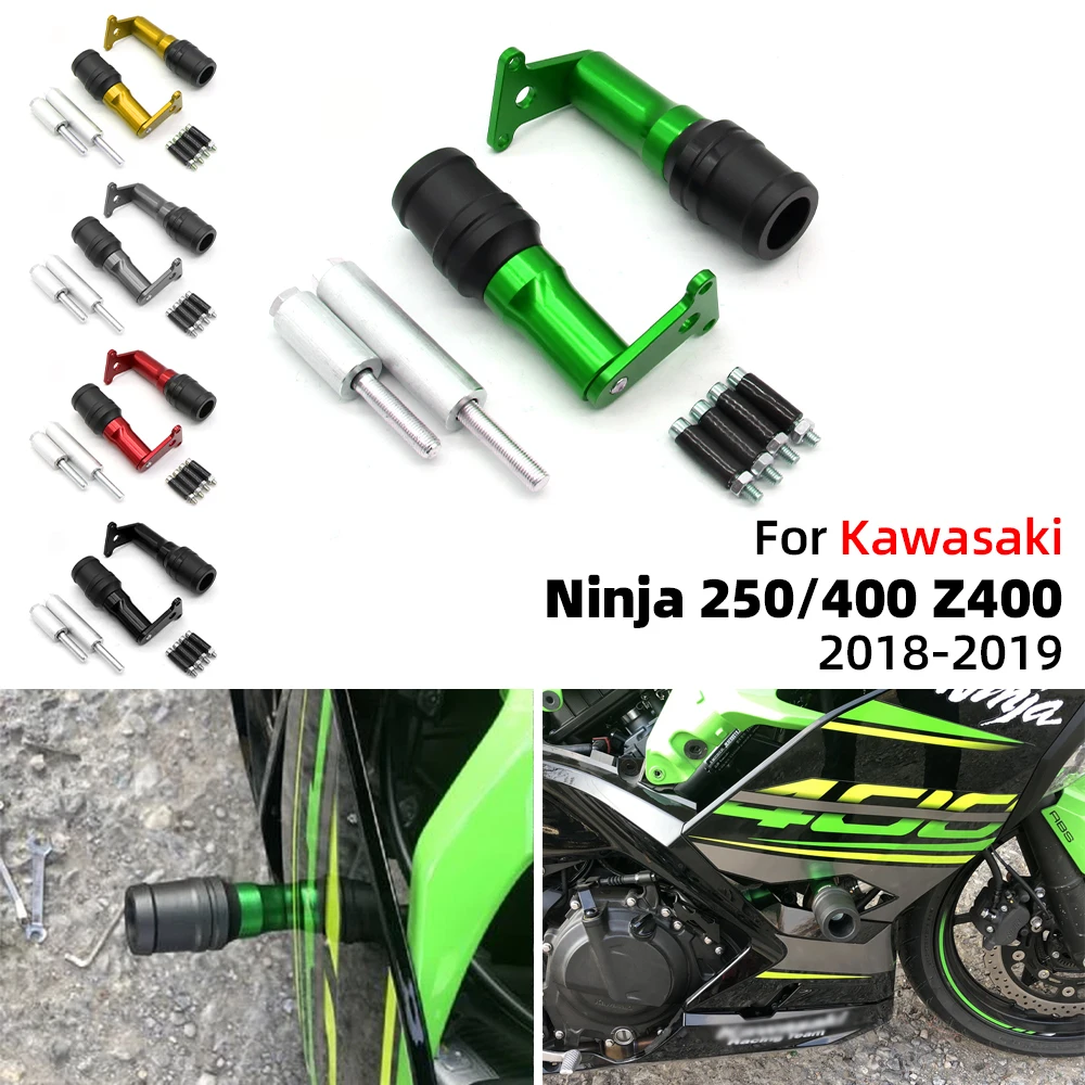 

Motorcycle Frame Slider CNC Aluminum Falling Protection Bumper Crash Pad Protector For KAWASAKI NINJA 400 250 Z400 2018 2019