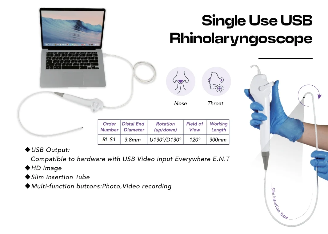 Flexible Rhino Laryngoscope BESDATA Wholesale Price USB ENT Otorrinolaryngology Disposable Flexible Tip Laryngoscope