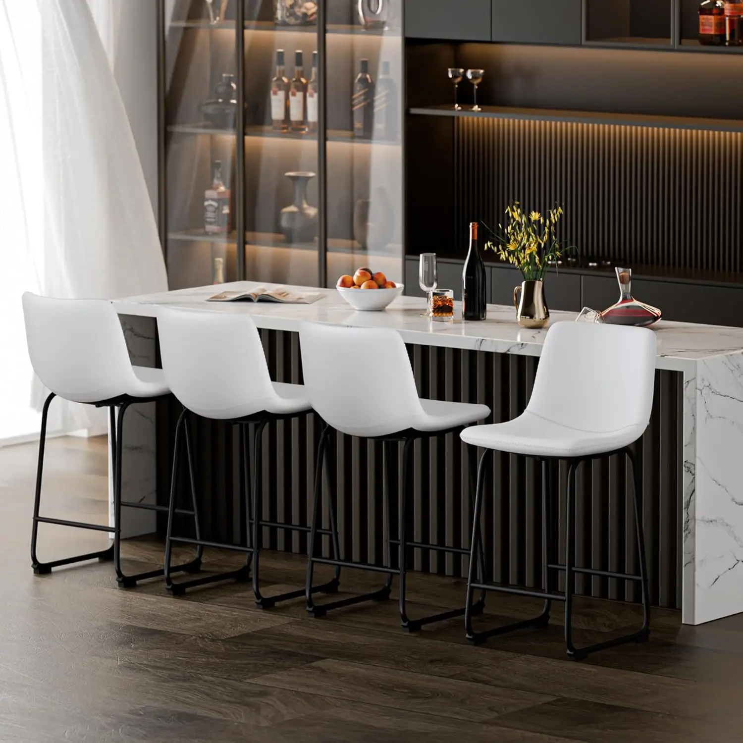 

Барная версия 4, 26 дюймов, барные стулья высотой со спинкой, современные стулья для кухонь, искусственная кожа