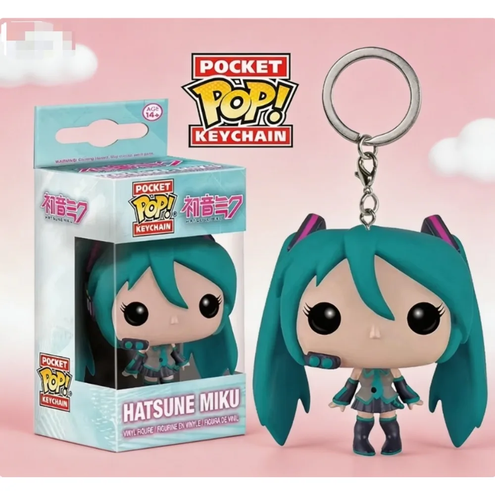 FUNKO POP Anime Pocket Pop Llavero de juguete Hatsune Miku, Muñeco de acción de vinilo, Llavero de juguete, Muñeco de vinilo, Juguetes de cumpleaños para niños y niñas