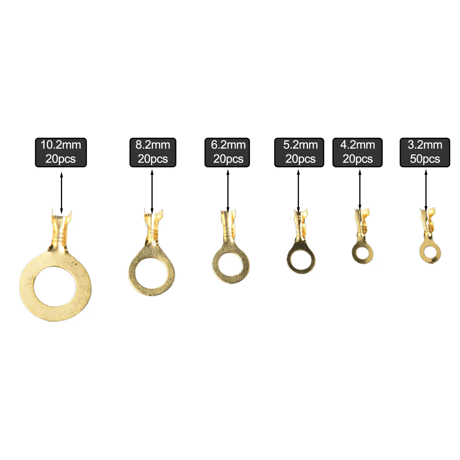 3.0mm 50pcs Ring Eye Terminal Golden Color Manual Measurement O-type Tab Slight Measurement Deviation Different Sizes