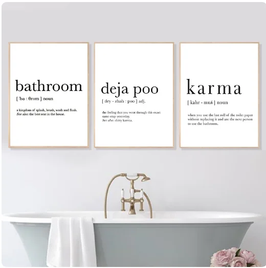 Bathroom Definition Art Prints Spanish Deja Poo Minimalist Poster Karma Bathroom Signs Canvas Painting Toilet WC Wall Art Decor