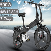 Electric Bicycle 500W Brushless Motor 48V12.8AH Lithium Battery Aluminum Alloy Folding Electric Bike 20 Inch Tire Aldult E-bike