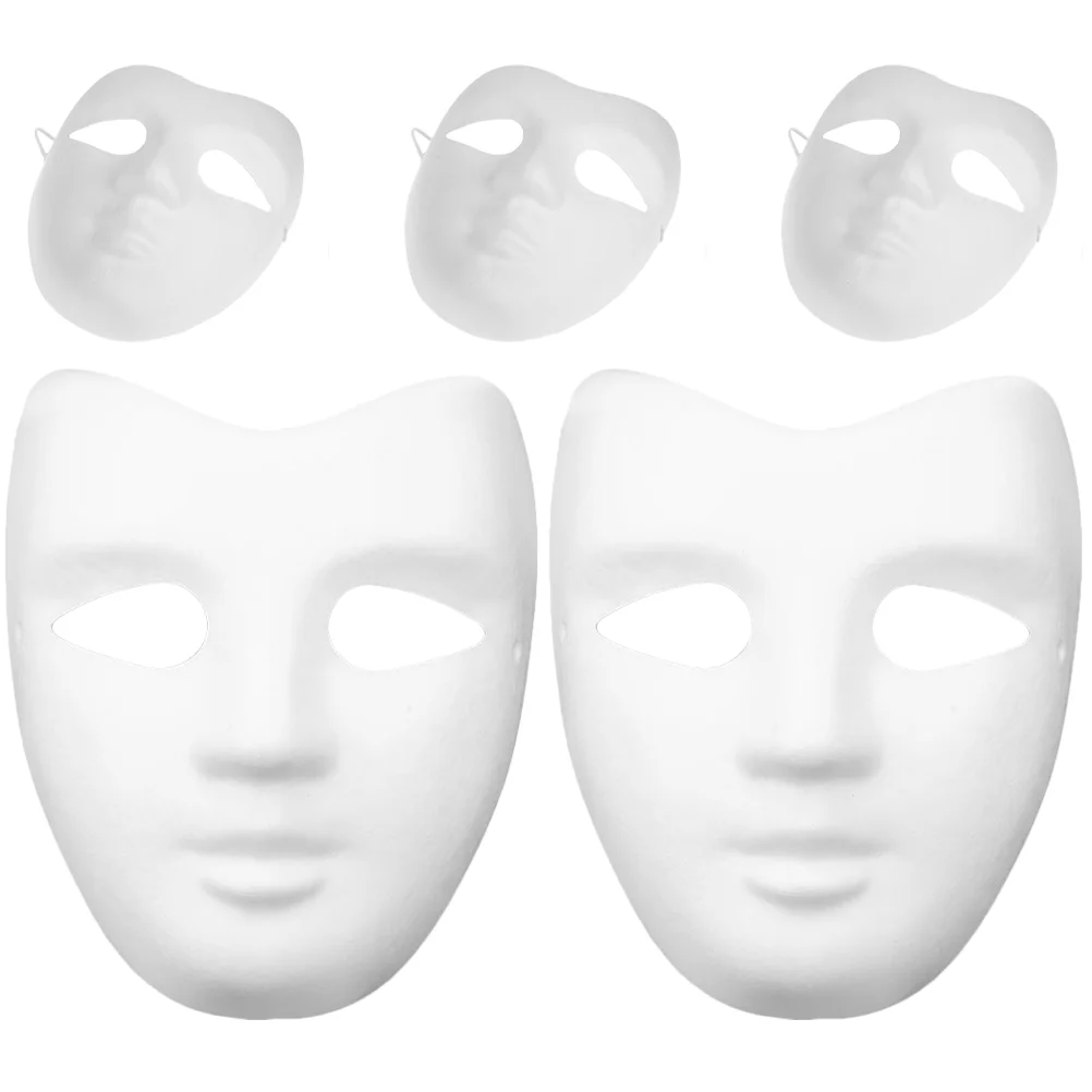 5 Pcs Face Mask Masquerade White Wedding Party Paintable Unpainted Props to Decorate Child