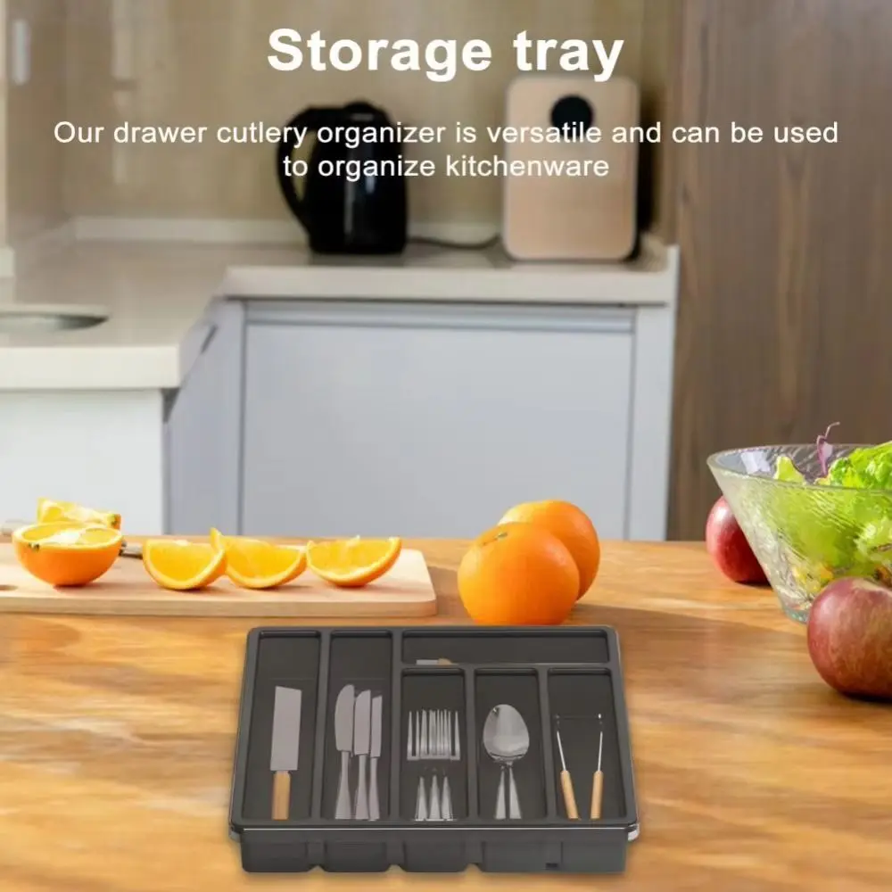 

Plastic Kitchen Cutlery Storage Box 6 Grids Tableware Organizer Kitchen Flatware Utensil Holder Fork Spoon Drawer Box