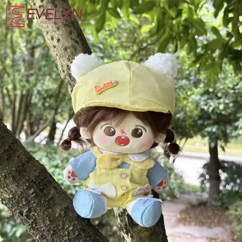Evelyn 20cm cotton doll clothes, children's clothing set, yellow overalls, spring countryside cute doll, doll replacement outfit