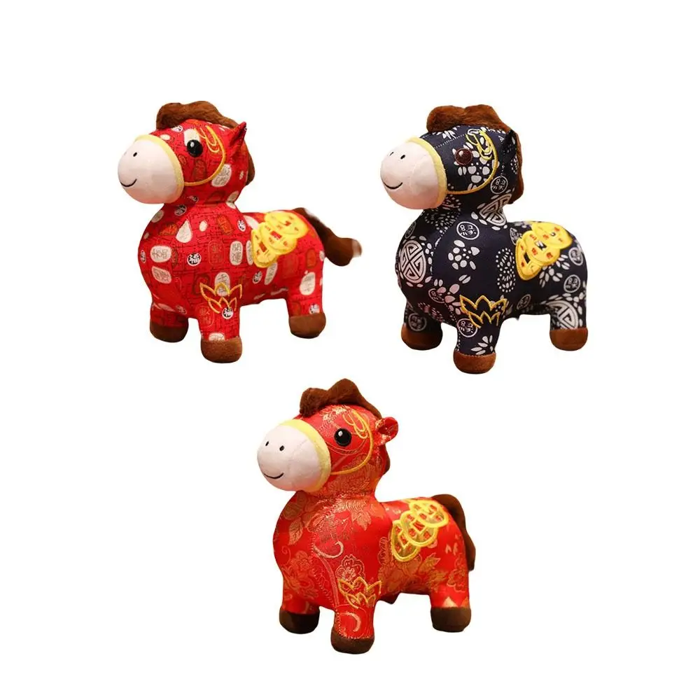 Tradizionale Cartone Animato Animale Cavallo Peluche Fortunato 18/28 cm Zodiaco Cinese Cavallo Carino Ricamo Pony Peluche Bambola Amici Regalo