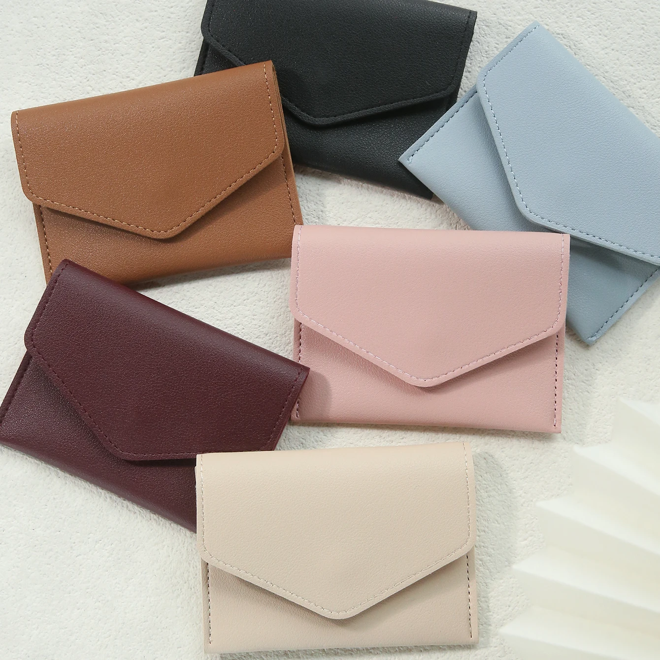 Personalized Custom Name Card Holder PU Leather Envelope‑Style Card Wallet Snap Button Multi‑slots Card Pouch Custom Gift