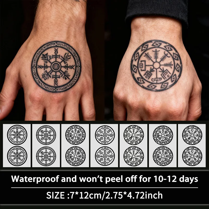 

Nordic Rune Seal Waterproof Temporary Tattoo Stickers, Long-lasting Waterproof for One to Two Weeks, For Man and Women, Arm, Leg
