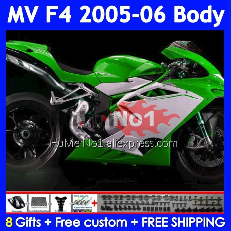 Body For Agusta MV F4 R312 750S 1000 R 750 1000CC White green 310No.40 1000R 312 1078 1+1 MA MV F4 2005 2006 05 06 Fairing Kit