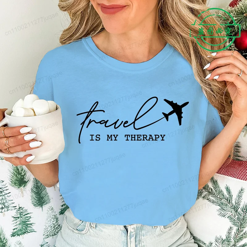 Travel Is My Therapy Sweatshirt Shirt,women Men T-Shirts,Traveler Gift,Vacation Women's T-Shirts Clothing,Gift for Travel Lover