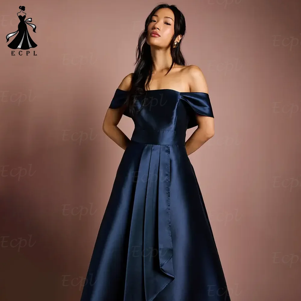Ecpl رقبة قارب على شكل حرف a فساتين حفلات التخرج بدون أكتاف بدون أكمام بدون ظهر فساتين سهرة بسحاب خلفي مخصصة رداء السهرةEcpl قارب رقبة A-خط حفل حفل فساتين قبالة الكتف بلا أكمام خلفية فساتين المساء الخلف السحاب فساتين م #3