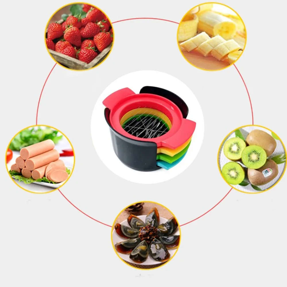 Practical Plastic Egg Slicer Easy to Use Muti-color Fruit Slicer Multipurpose 4 in 1 Egg Dicer Slicing Various Fruits