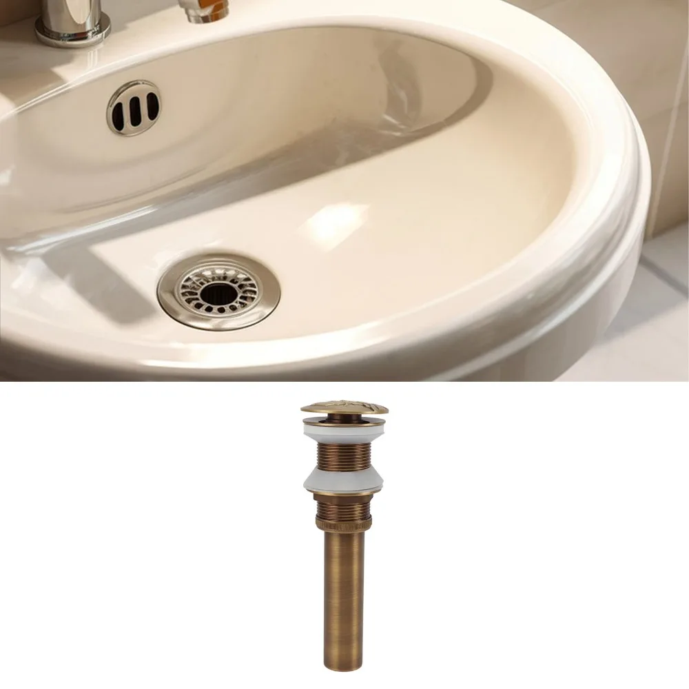 Without Overflow Drain Stopper Push Bounce Orchid Style Sink Drain Stopper Anti-Clog Design Push Button Sink Drain Lavatory Sink