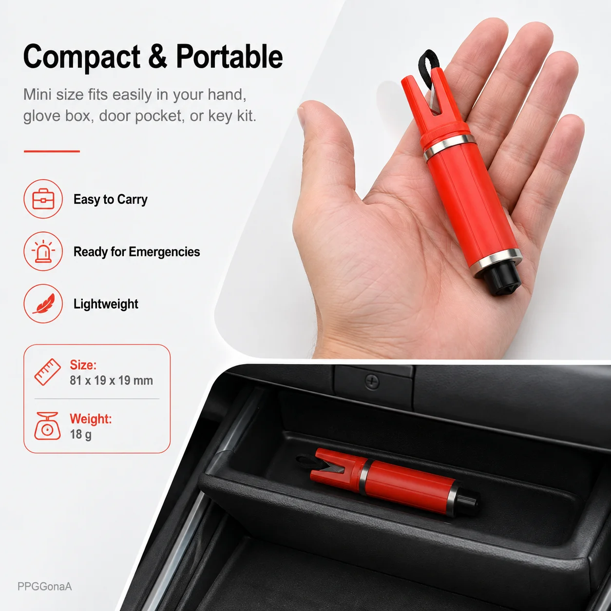 2-in-1 Car Emergency Window Breaker Seat Belt Cutter, Portable Tungsten Steel Safety Hammer Vehicle Escape Rescue Tool