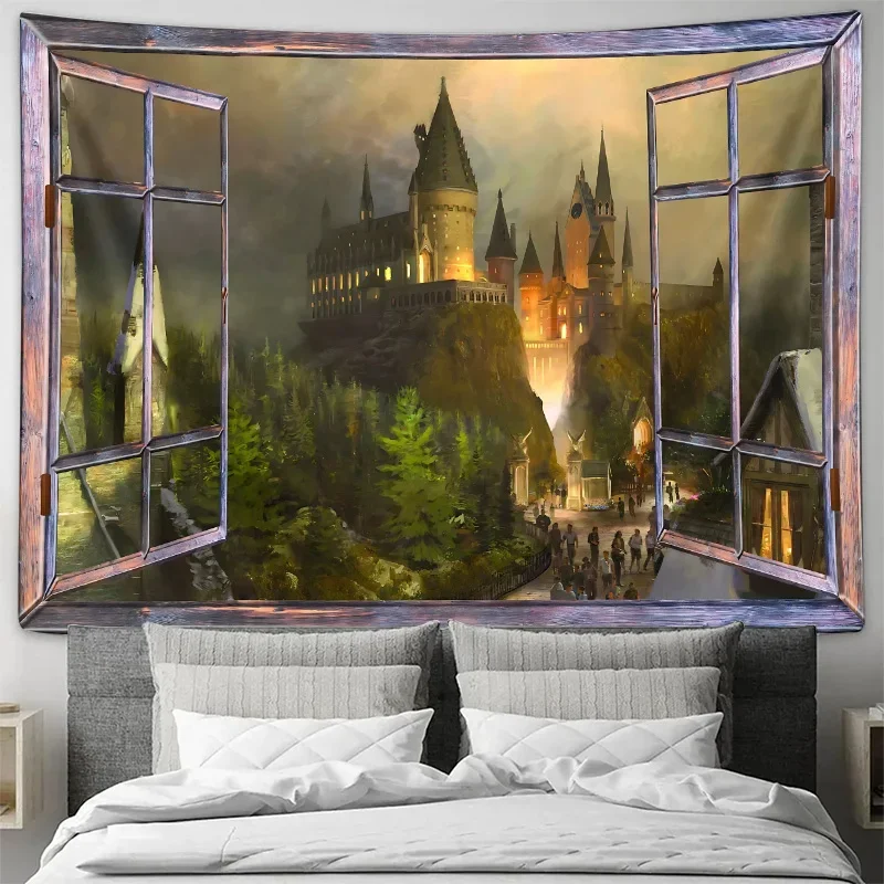 Castle Night View Wall Hanging – Create a Romantic and Dreamy Bedroom or Living Room Feature Wall