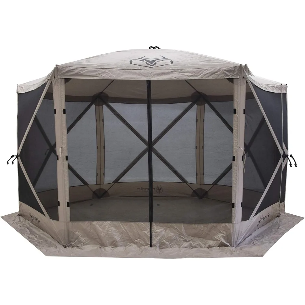 

Tents G6 8 Person 12 by 12 Pop Up 6 Sided Portable Hub Outdoor Gazebo Screen Canopy Tent with Large Main Door and Screens