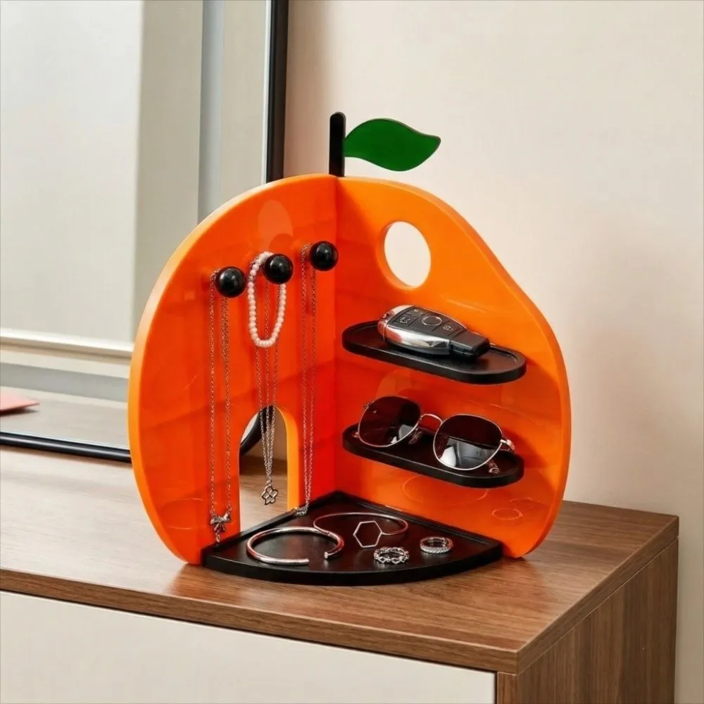 

Space Saving Orange Jewelry Storage Rack Ornaments Stable Desktop Decoration Key Holder Detachable Multi-layer Display Stand