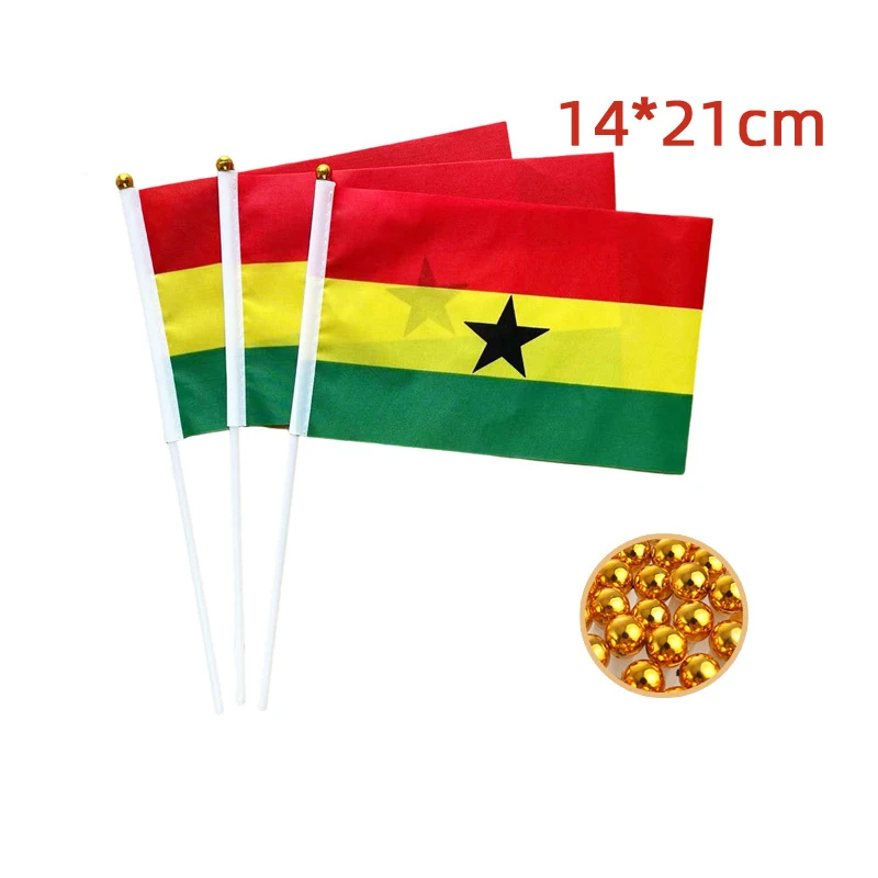 EOODLOVE 10/20/50 pcs 14*21cm Ghana Hand Flag, with Plastic Flagpole, Ghana Party Sports Event Handheld Flag