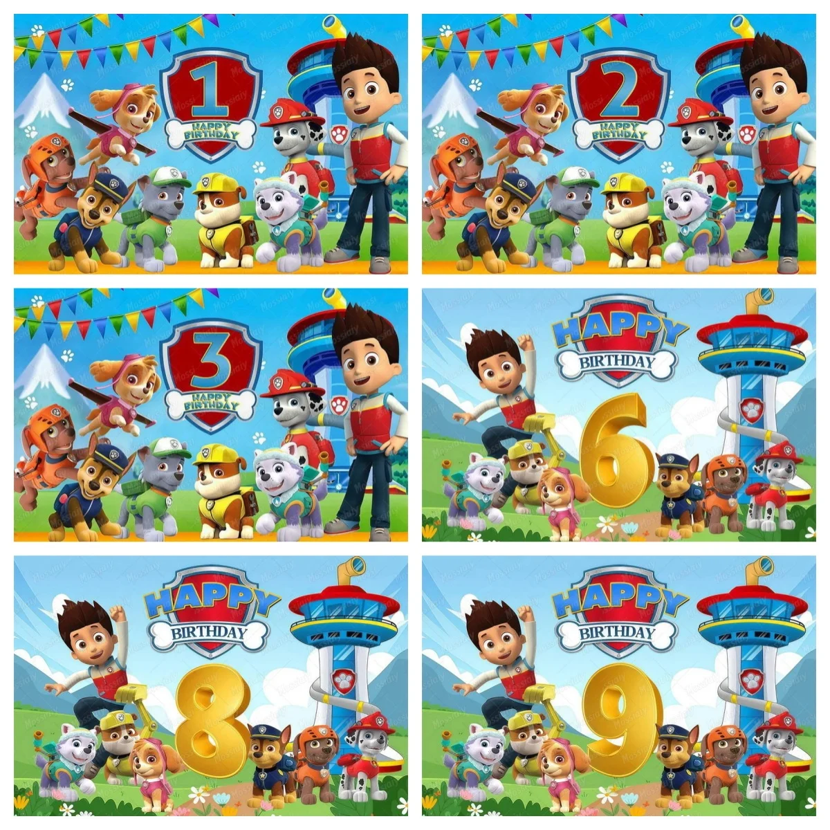 

Custom Name Age Paw Patrol Backdrop Boy Birthday Party Photography Background Decoration Puppy Banner Poster Photo Studio Props