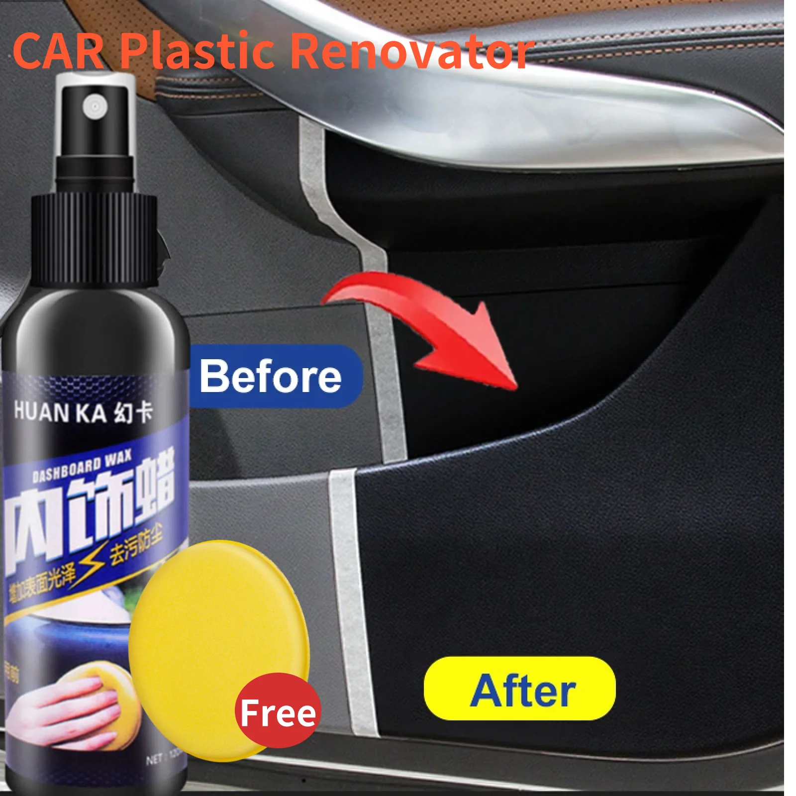 

1x Car Motorbikes Plastic Restorer For home Kitchen Furniture Office Gloss Car Cleaning Products Plastic Leather Restore Polish