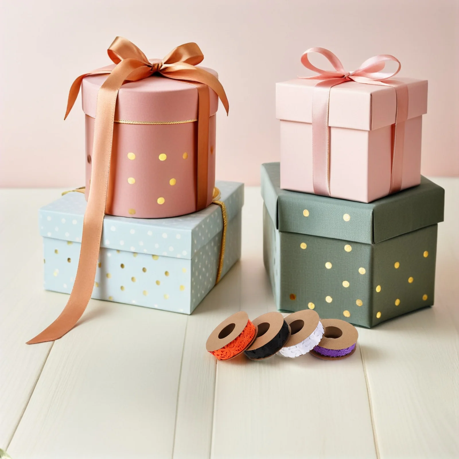 

4Pcs Halloween Decorative Ribbon Set Ghost Bat Pumpkin Spiderweb Shapes for Party Decor Gift Wrapping Wreath Making DIY Crafts