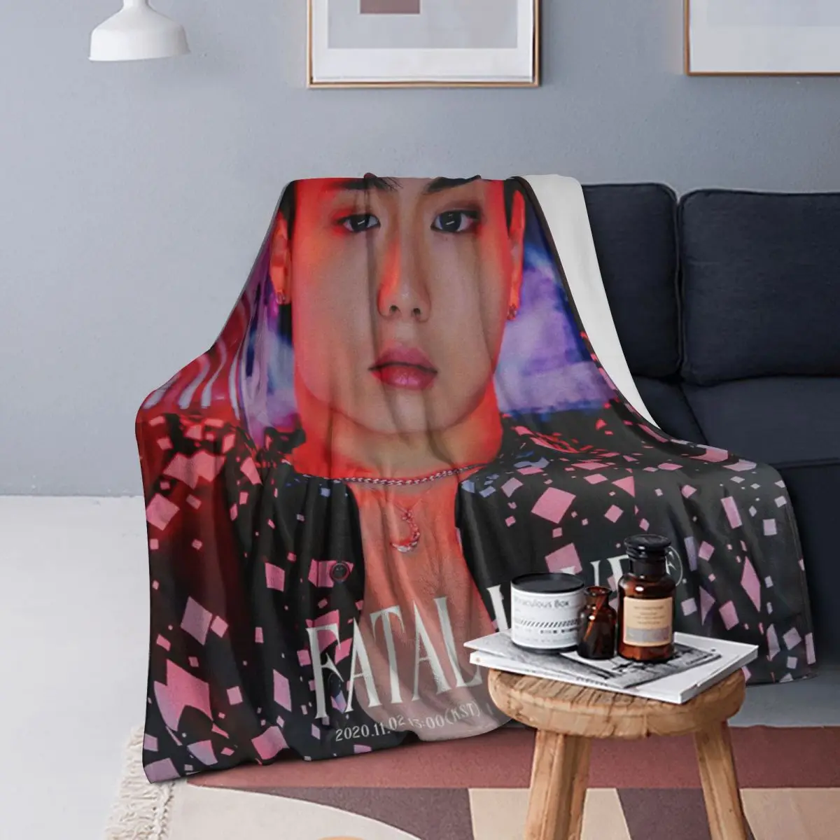 

Monsta X Kpop Blanket Soft Warm Flannel Throw Blanket Bedding for Bed Living room Picnic Travel Home Sofa