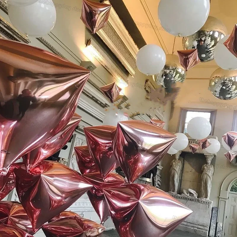 10/5 Stück Diamant-Luftballons, 22 Zoll, metallische 4D-Folienballons, Silber, Roségold, Diamant für Geburtstag, Hochzeit, Junggesellenabschied, Dekoration – Detail 40
