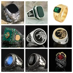 Personalized Men's Ring Alloy Material 7-13 Classic Zircon Inlaid Classic Retro Style Party Luxury