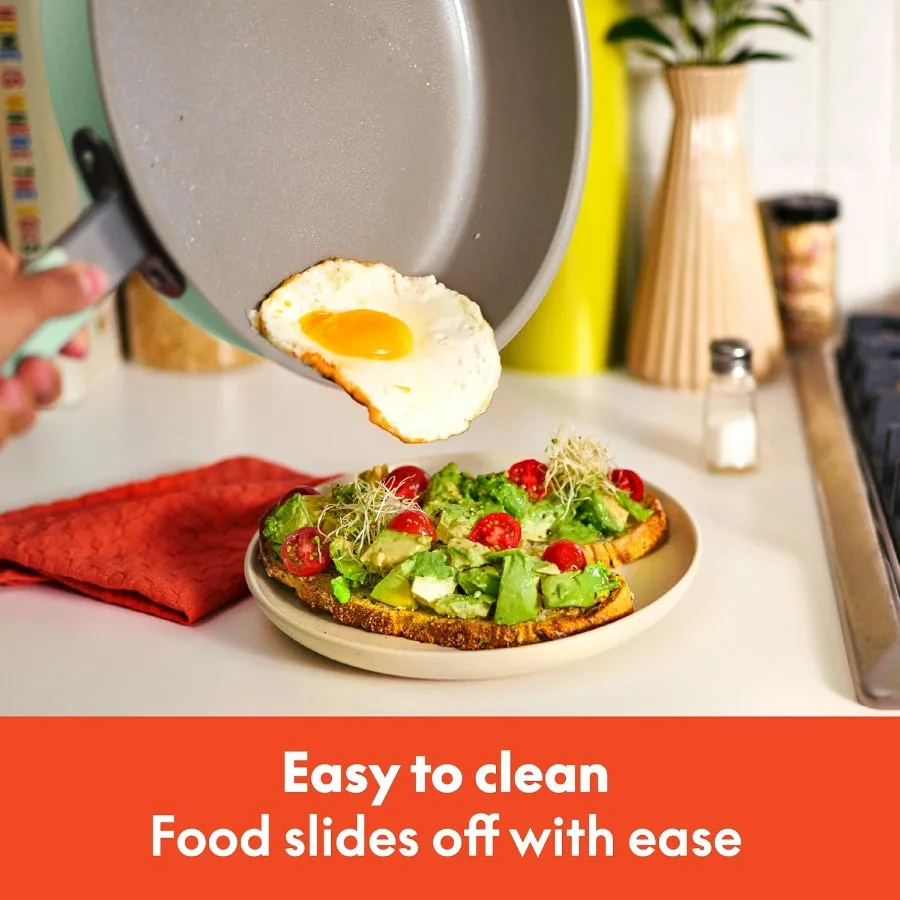 9 Piece Ceramic Nonstick Cookware Set Fitsanywhere™ Kitchenware w EverGood™ Coating Dishwasher and Oven Safe All Stovetops Comp