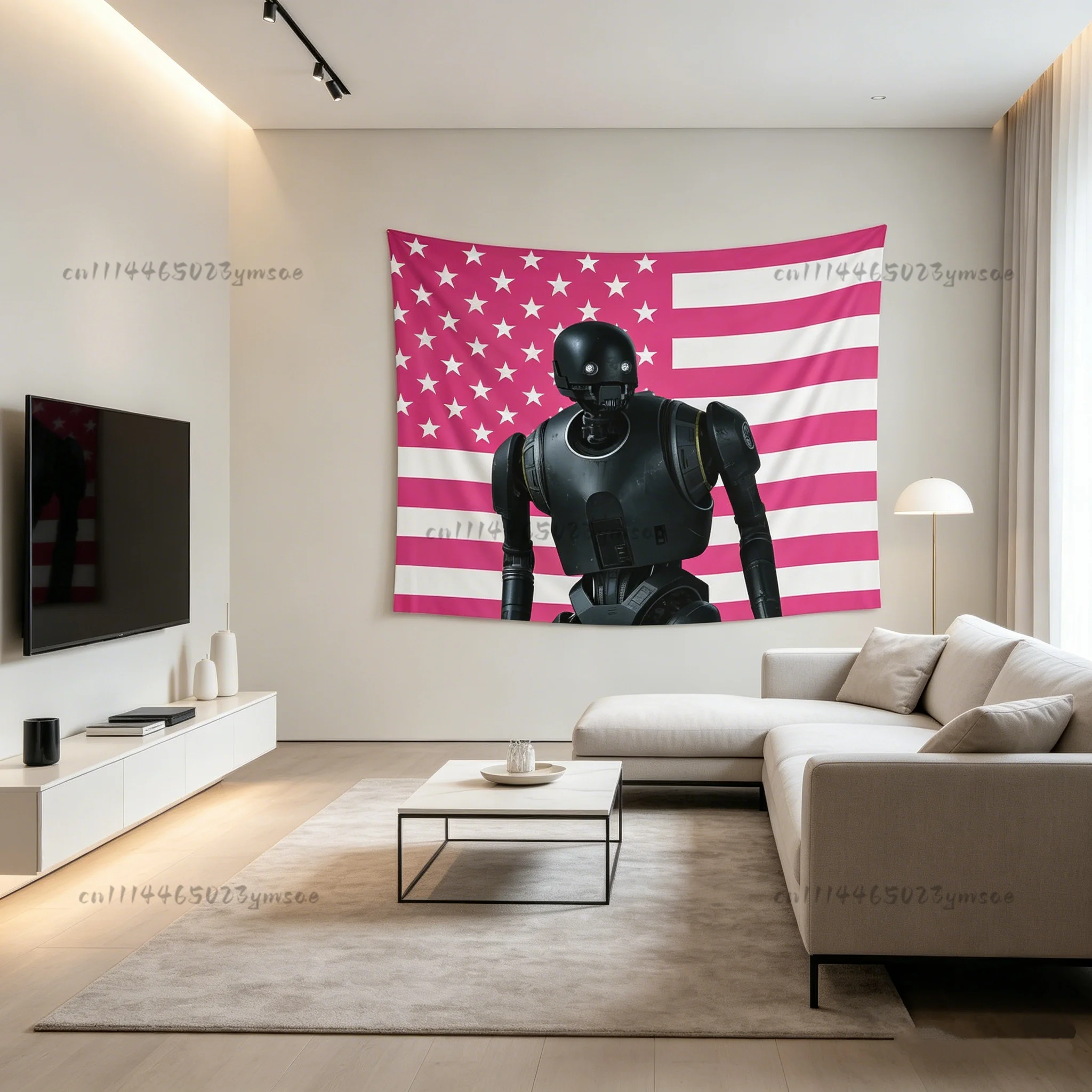 Funny Cartoon Tapestry K-K-2SO Pink American Flags Wall Tapestries Headboard Aesthetic Room Decoration Background Cloth Banners
