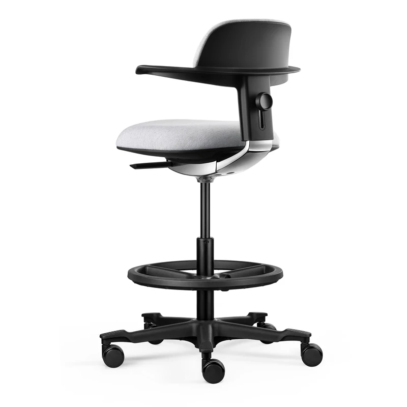 Ergonomic rotating office stool with foot pads with adjustable height