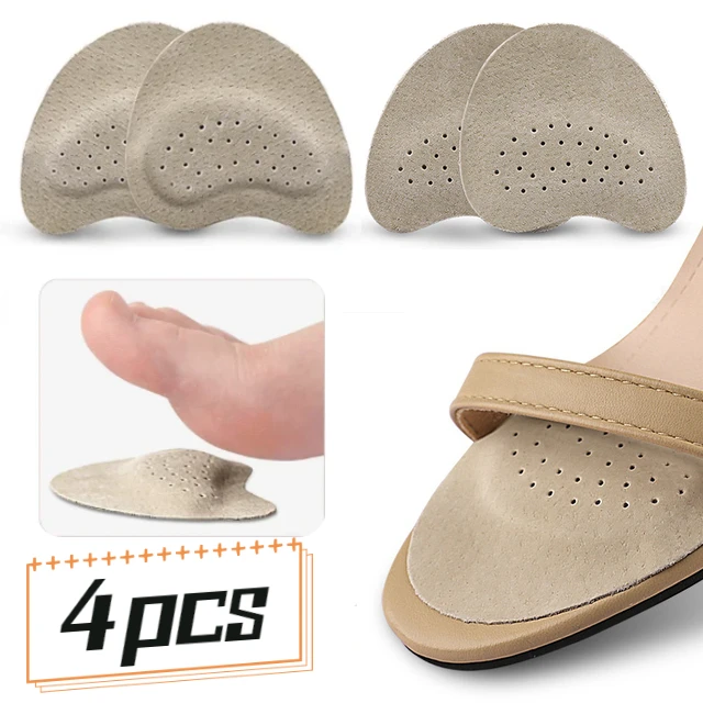 4pcs Leather Forefoot Anti-slip Stickers Women High Heels Pain Relief Insert Half Insoles Foot Care Shoe Pads Toe Cushions