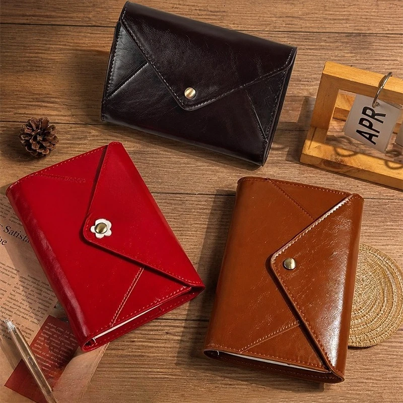 A6 M5 Three-Fold Envelope Loose-Leaf Notebook Detachable Notebook Portable with Inner Blank Journal Retro Office Stationery