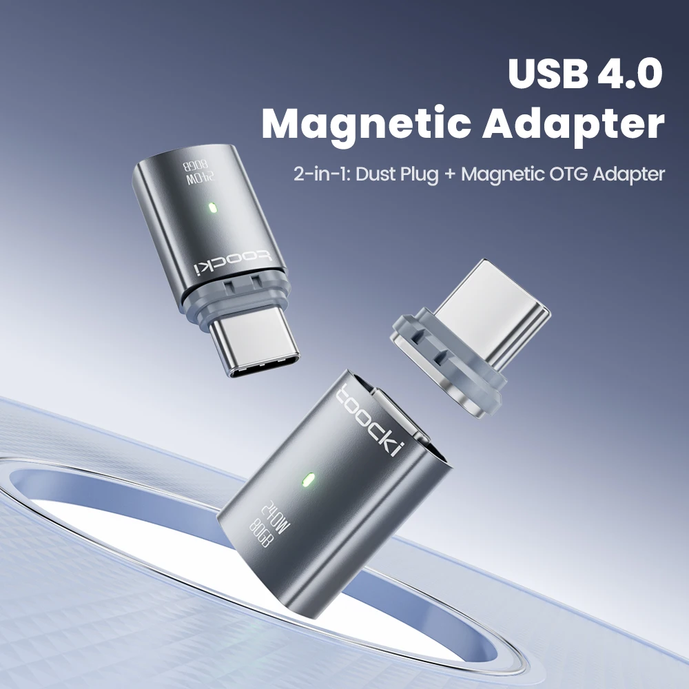 Toocki Magnetic 240W Adapter OTG Type C to Type C Female to Male USB4.0 80Gbps Fast Charging USB C to Type C Convertor