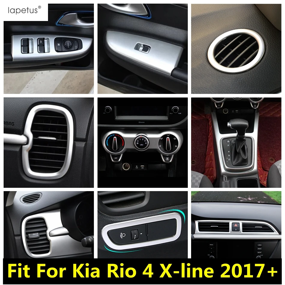 

Window Lift / Gear Shift Panel / Head Light / Dashboard Air AC Vent Cover Trim ABS Accessories For Kia Rio 4 X-line 2017 - 2020