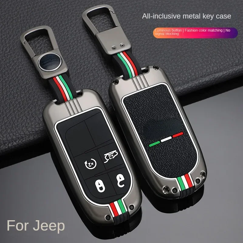 FIT for Jeep Cherokee Zinc Alloy Key Case Compass Renegade Grand Cherokee Grand Commander Car Key Decoration Shell