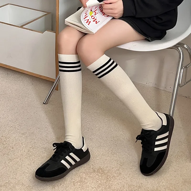 Cotton Women Stockings Japanese Fashion Striped Knee Socks Stockings Women College Style School Students Long Socks Stockings