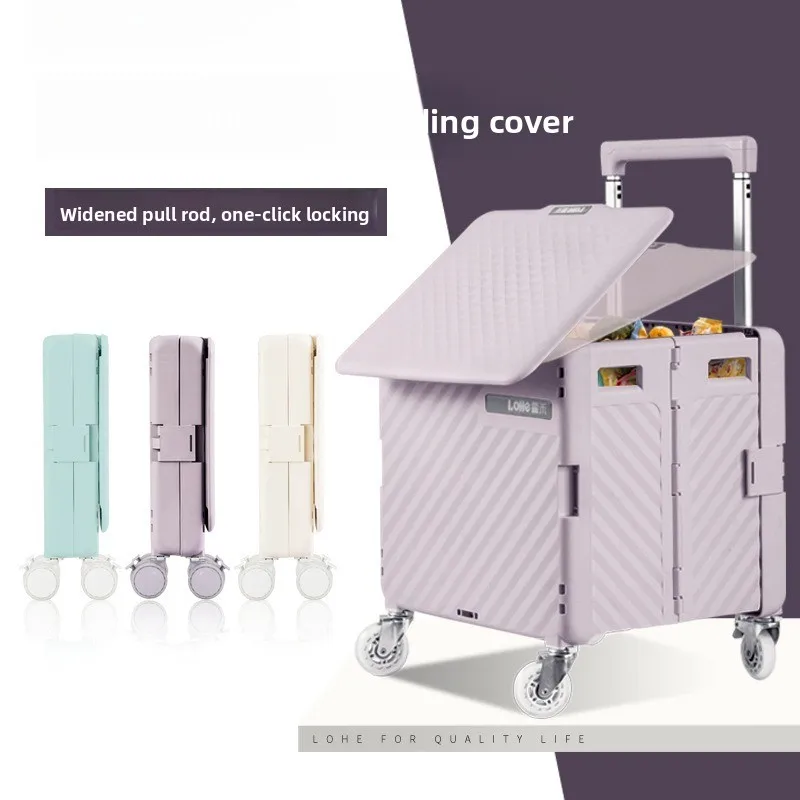Foldable Grocery Cart Omnidirectional Wheels Street Vendor Camping Travel Stairs Delivery Folding Trolley Cart Beach Trolley