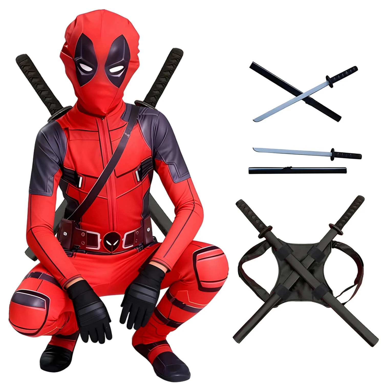 Disfraz de Deadpool de alta calidad para niños, conjunto de espada, disfraz infantil, mono de cosplay para niños, regalo para niños