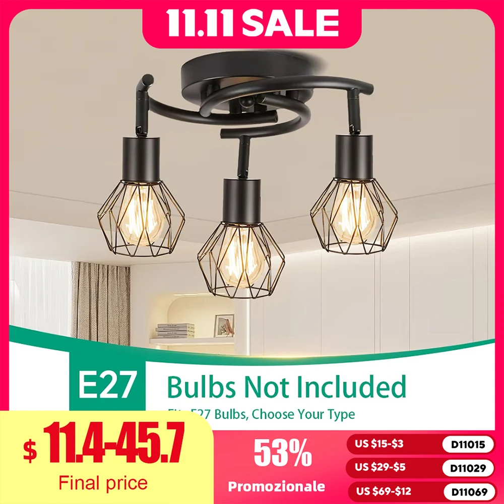 Retro Multi heads Pandent Lamp Simple Design Ceiling Postmodern Home Lights Living Room Classical Led Luminaire E27 lamp holder