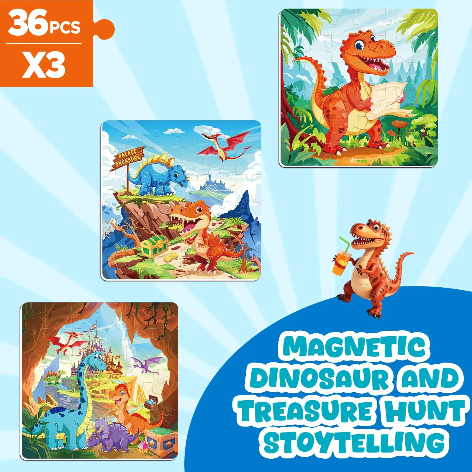 Puzzle magnetico Montessori per ragazzi Puzzle di dinosauro per bambini Gioco da tavolo educativo Giocattoli per bambini Piccoli