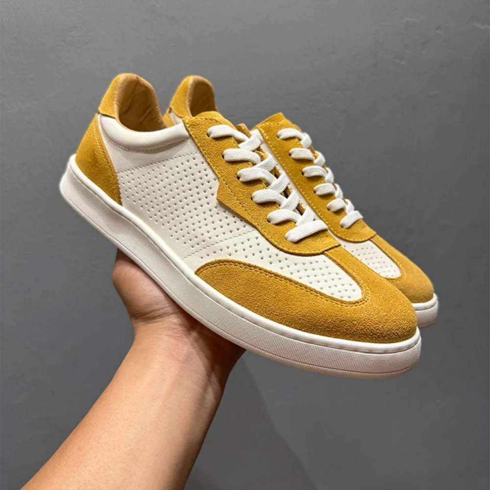 

Men's Classic Leather Sneakers - Breathable Multi-Pore Design Soft Cowhide Comfortable Casual Dekeen Shoes