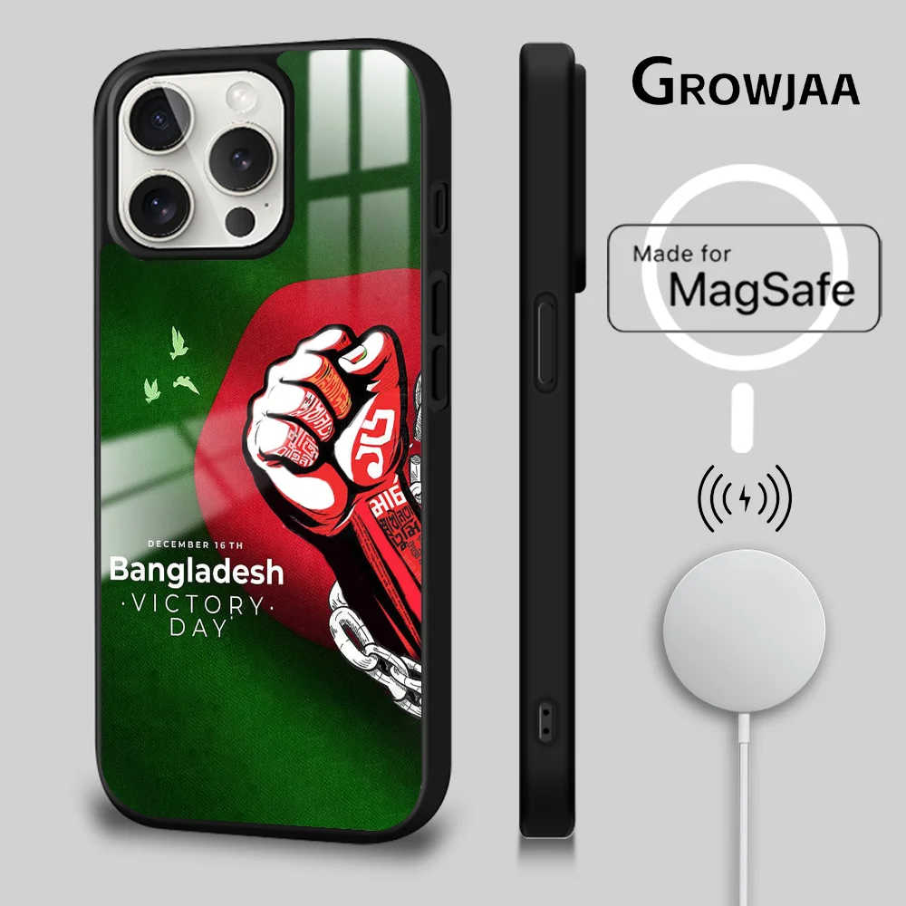 B-Bangladesh flag Phone Case For iPhone 16 15 14 13 12 11 Pro Max Plus Mini Magsafe Mirror Wireless Magnetic Cover