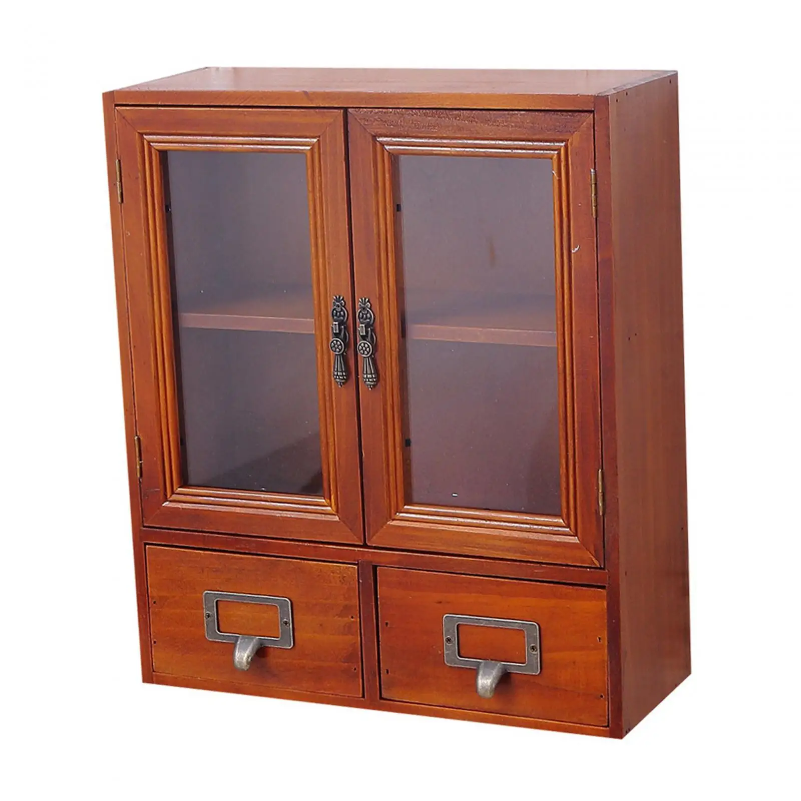 

Storage Cabinet with Double Door Key Box Holder Showcase Rustic Retro Wooden Display Rack for Home House Kitchen Living Room