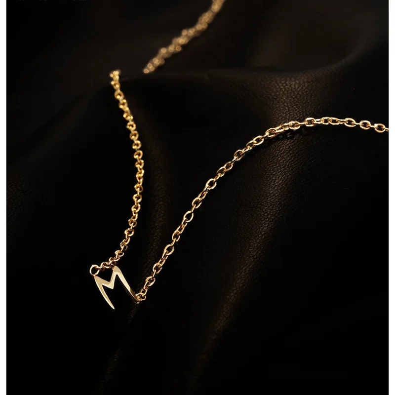 Stainless Steel Personality Gold Color Letter D Pendant Necklace for Women Temperament Punk Collarbone Chain Jewelry Colorfast